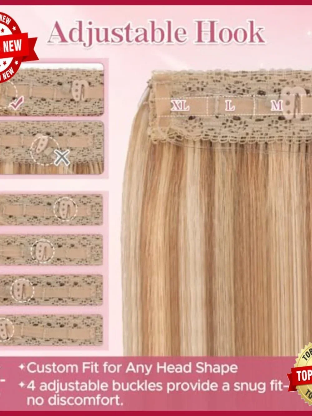16 Inch Real Human Hair Halo Extensions with Invisible Wire Adjustable Size